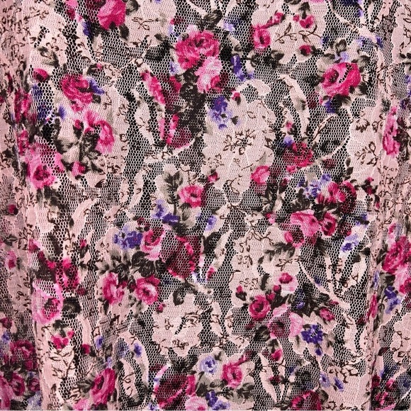 LARGE LULAROE PINK FLORAL LACE SHRUG FLOWY OPEN FRONT - Picture 5 of 11